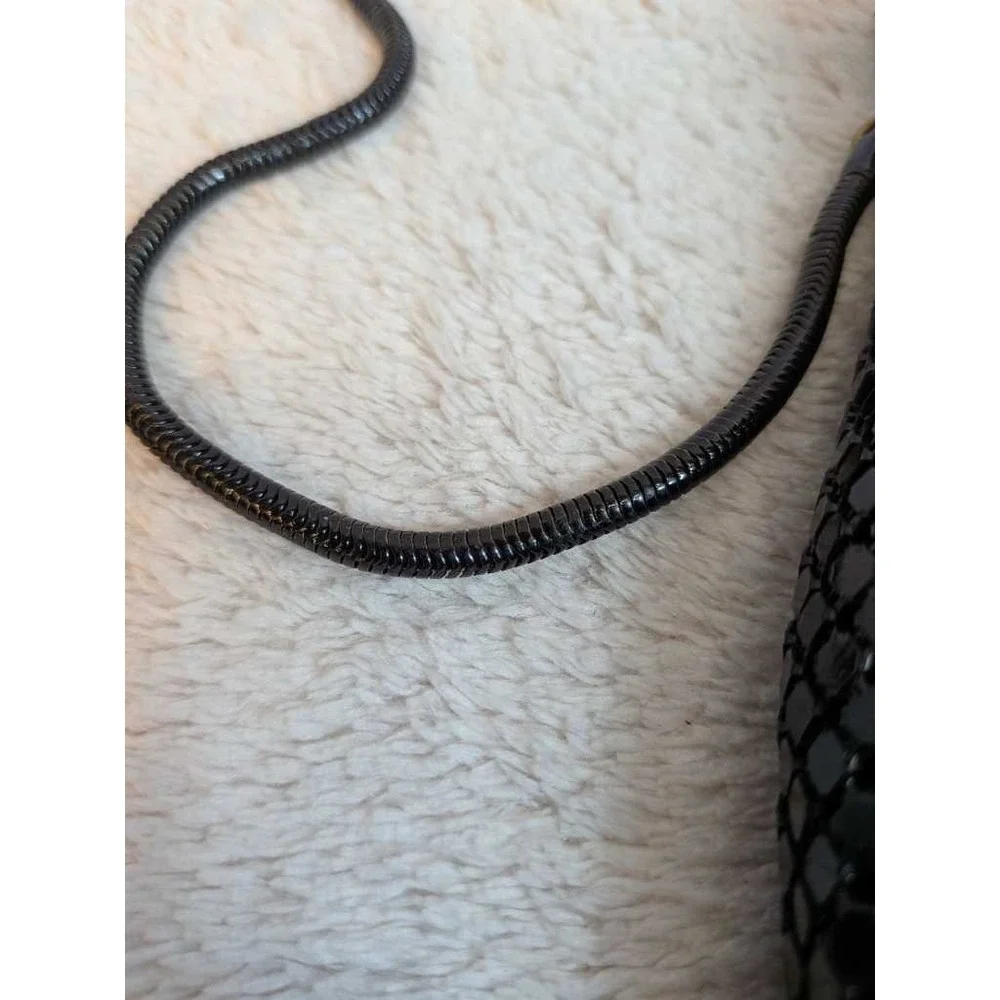 Vintage Black Mesh Sequin Shoulder Bag Evening Clutch Sparkle Glamour‎